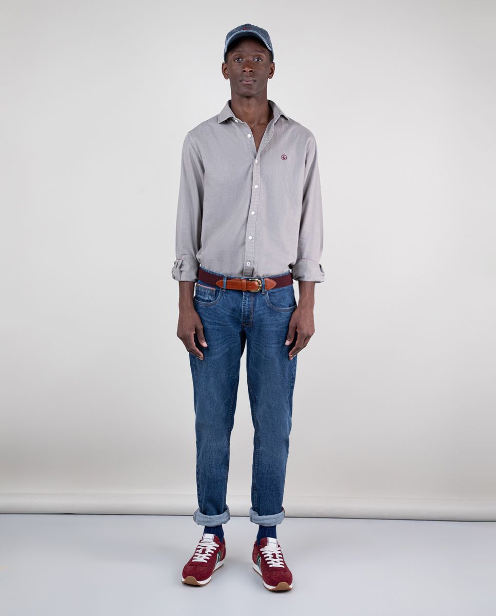 Camisa Lino Algodon Gris
