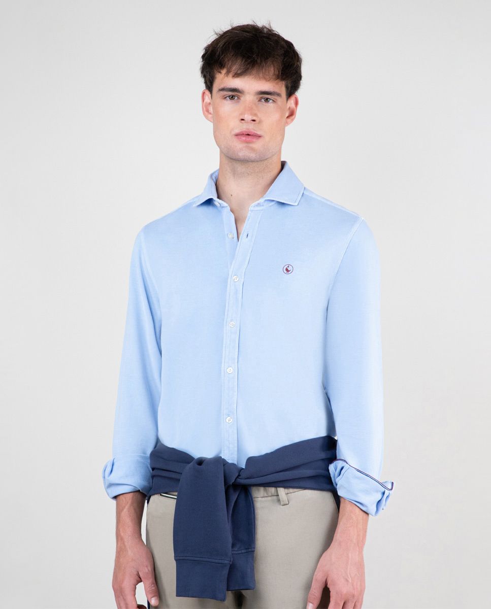 Camisa Punto Pique Celeste