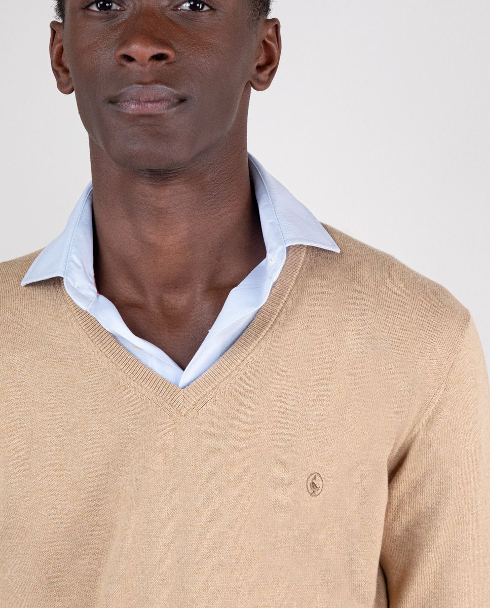 Camel v neck outlet