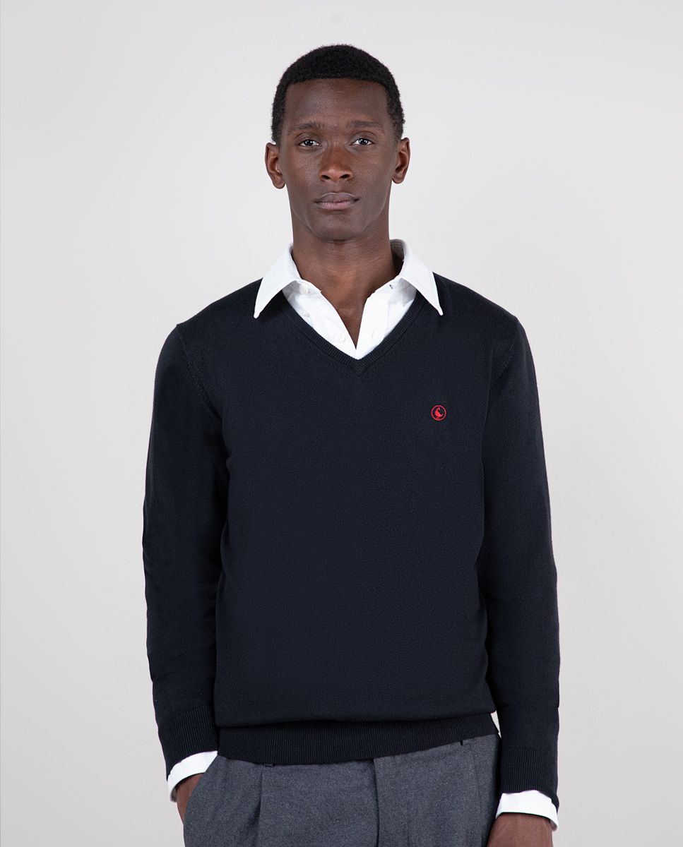 El Ganso Black V Neck Jumper W Elbow Patches