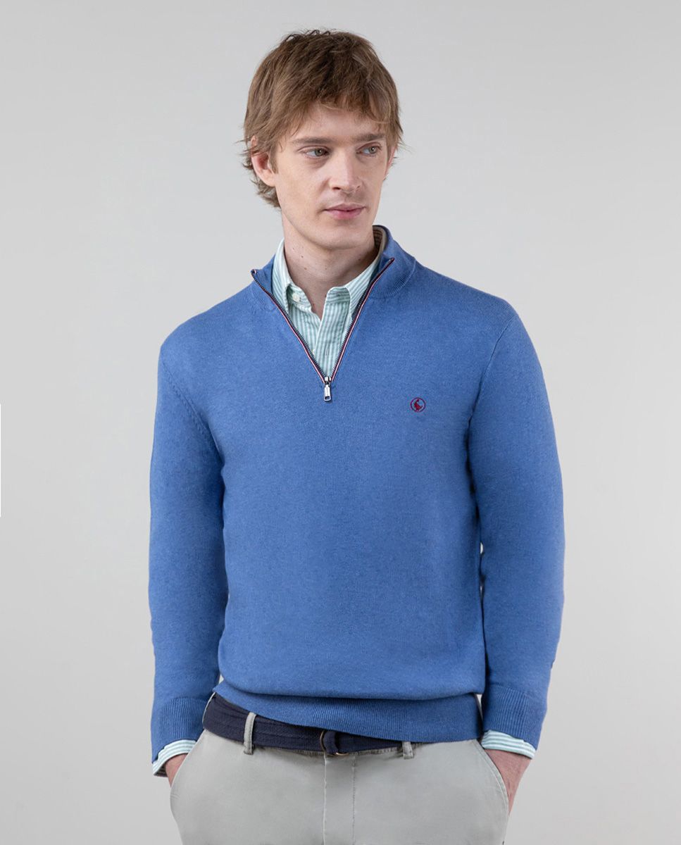 Jersey Cuello Camionero Azul