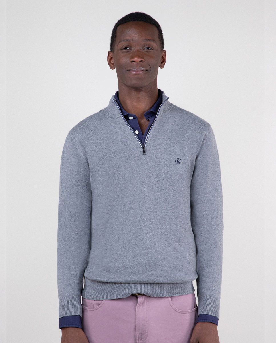 Grey Jumper W Stand Up Collar