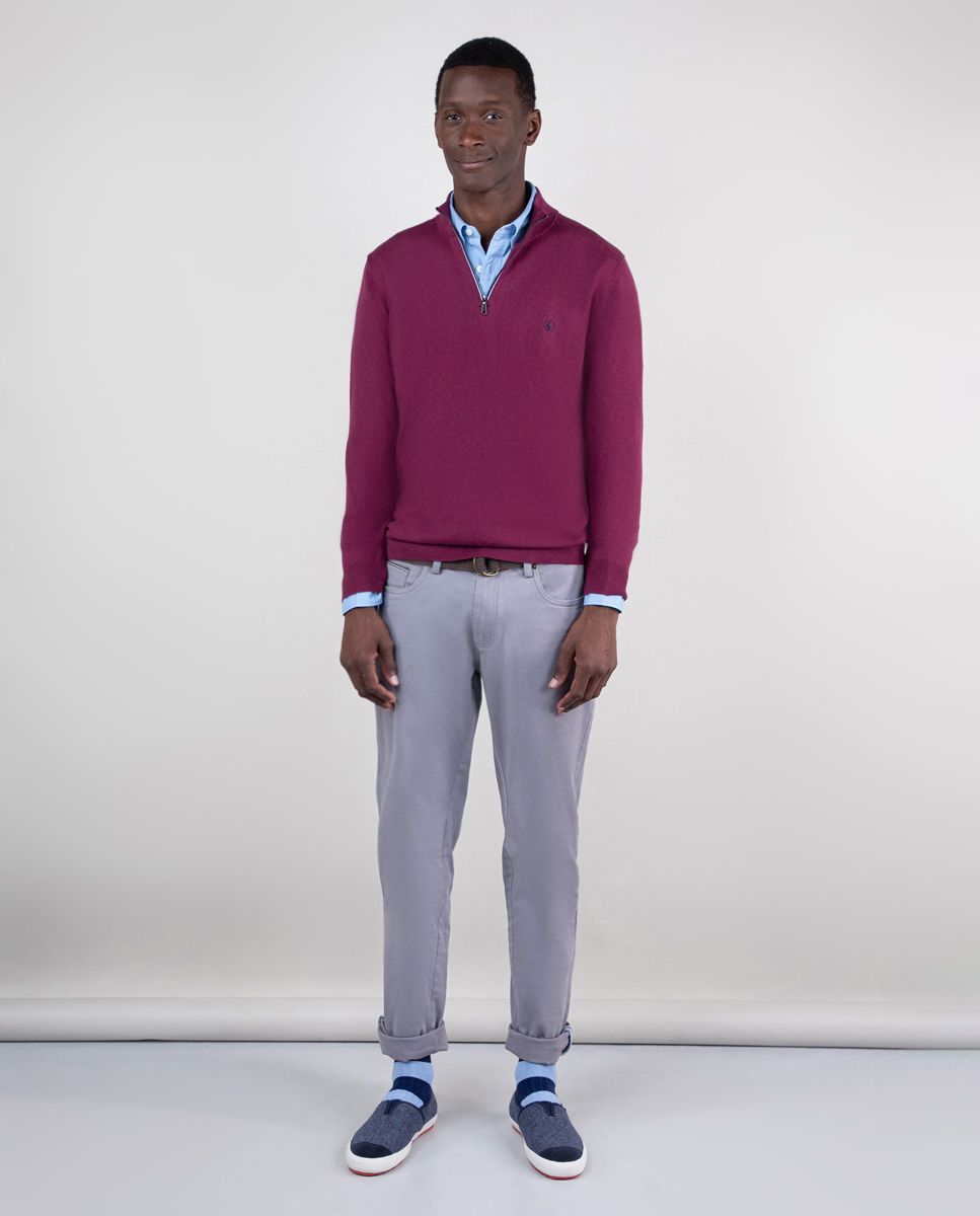 Burgundy Jumper W Stand-Up Collar