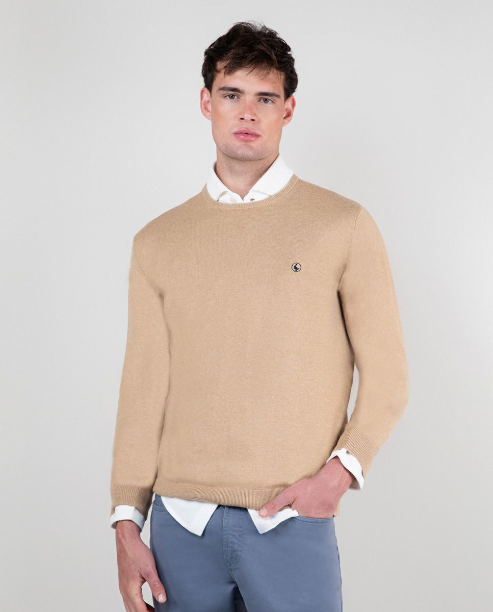 Camel round neck jumper deals