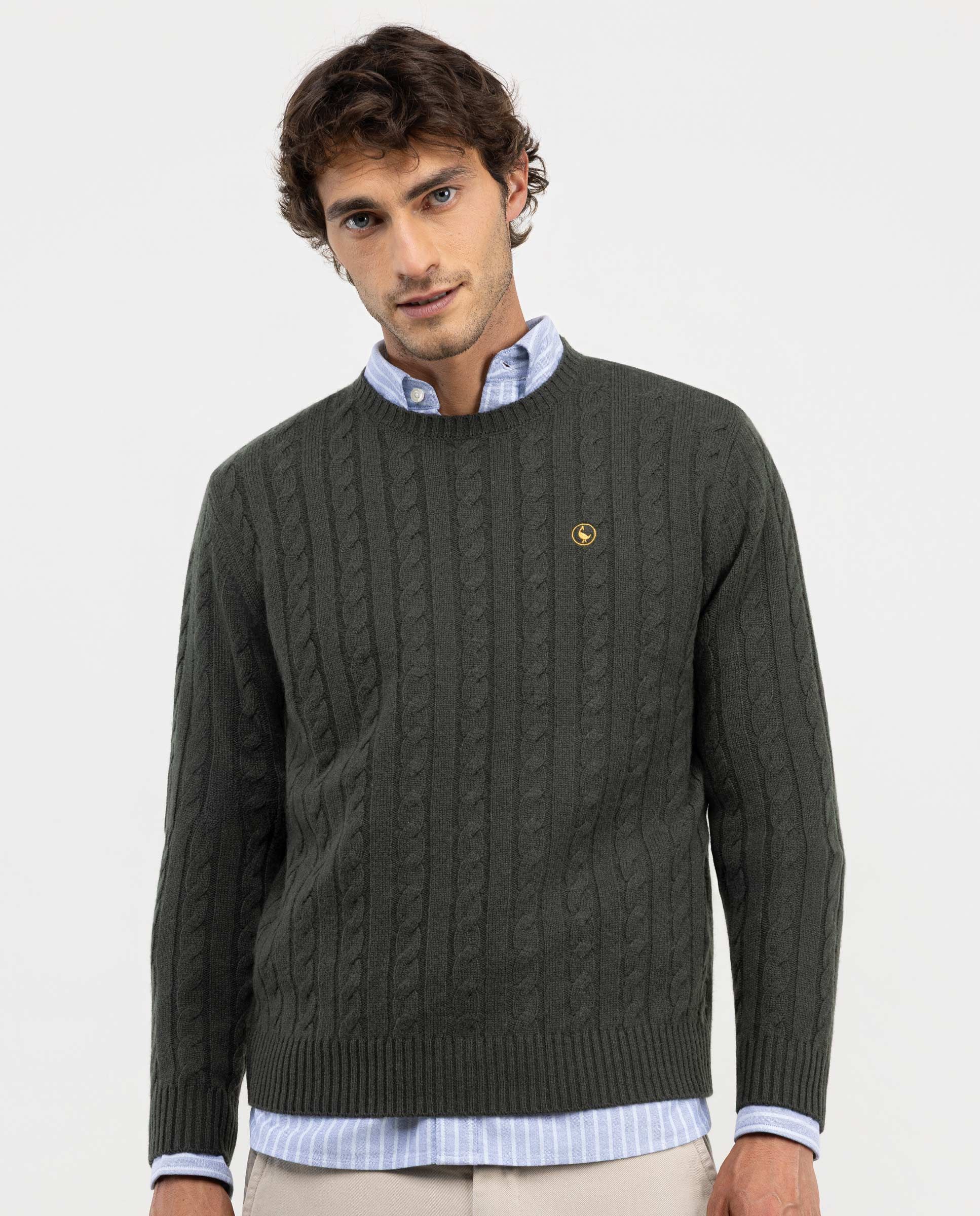 Pull uni à col rond - Vert - - 12.00