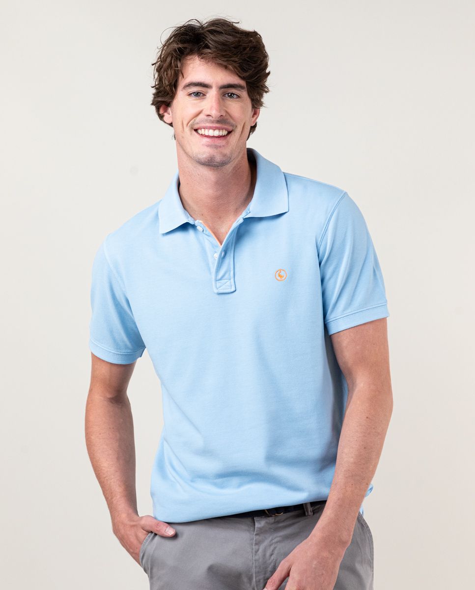 Garment Dyed Light Blue Pique Polo