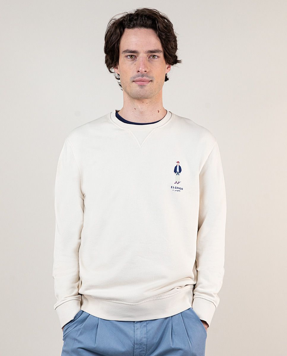 Garment Dyed Cream Wes Robinson Sweatshirt W Crew Neck