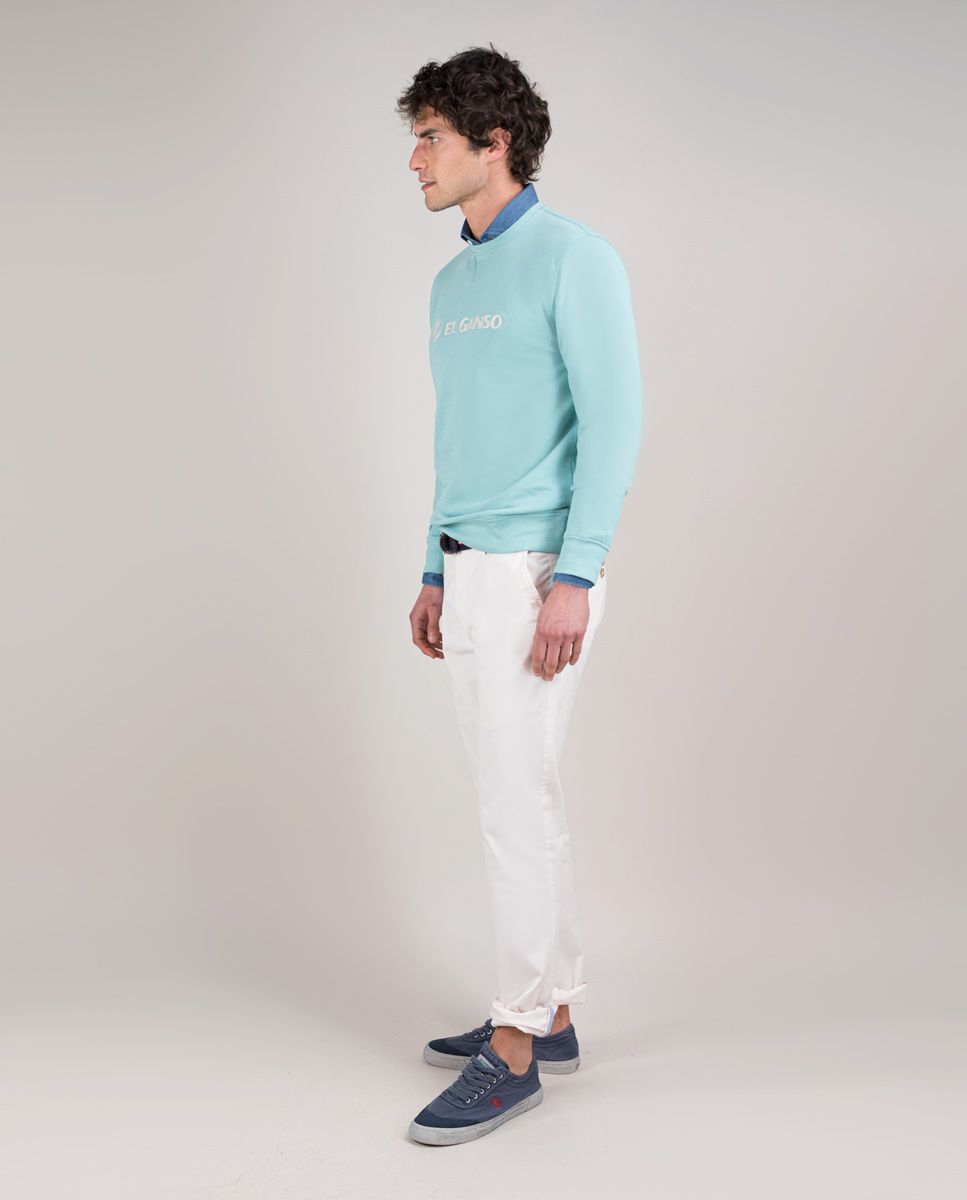 El Ganso Sudadera Cuello Caja Bordado Verde Y Sudadera Cuello Caja