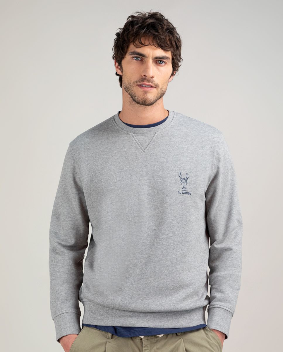 El Ganso® Grey Melange Lobster Sweatshirt W Crew Neck
