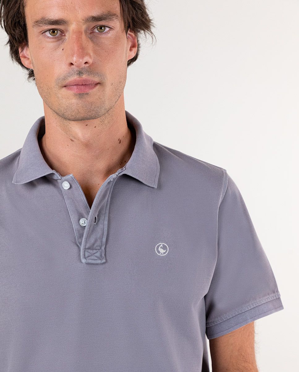 Polo Piqu Garment Dyed Gris El Ganso