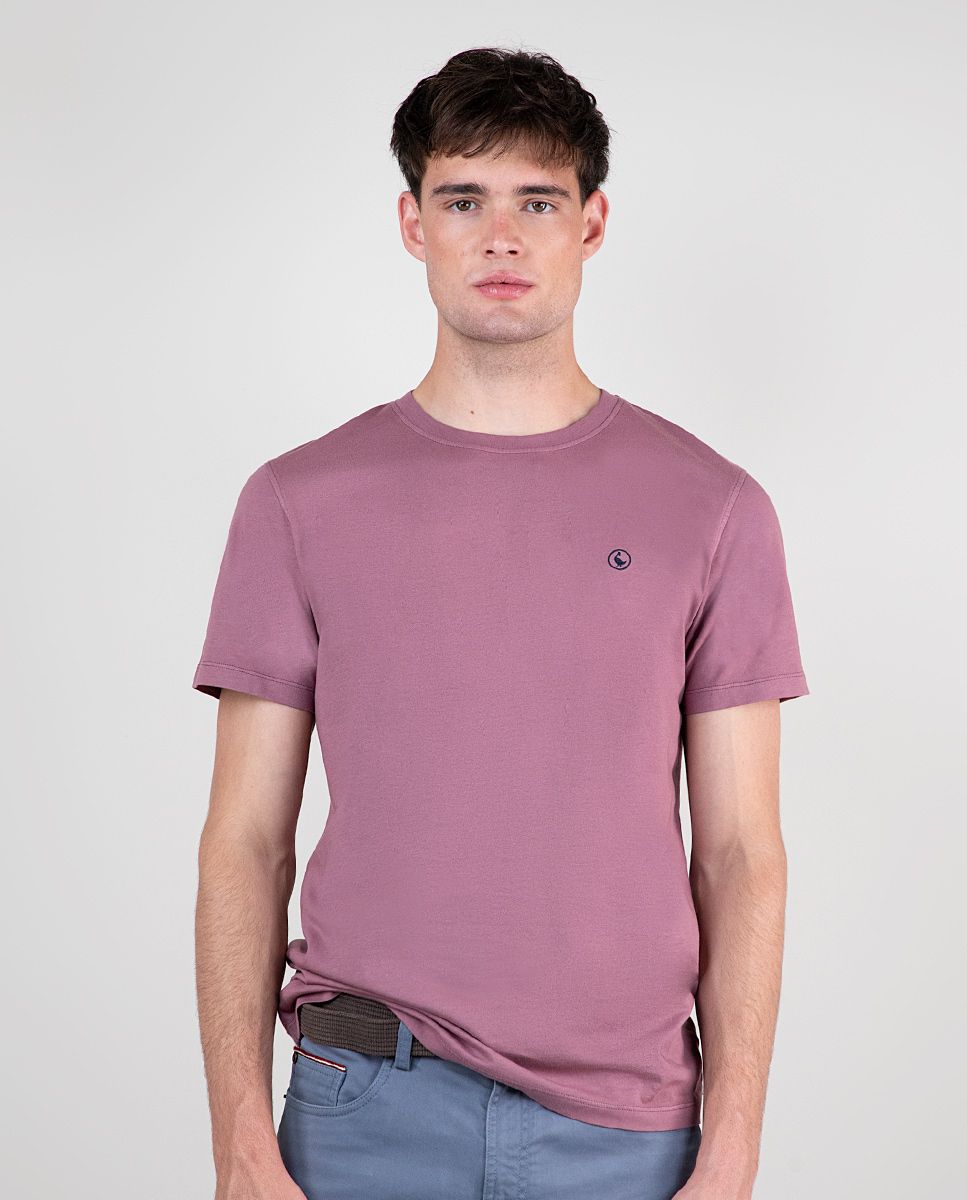 Camiseta Cuello Caja Garment Dyed Berenjena