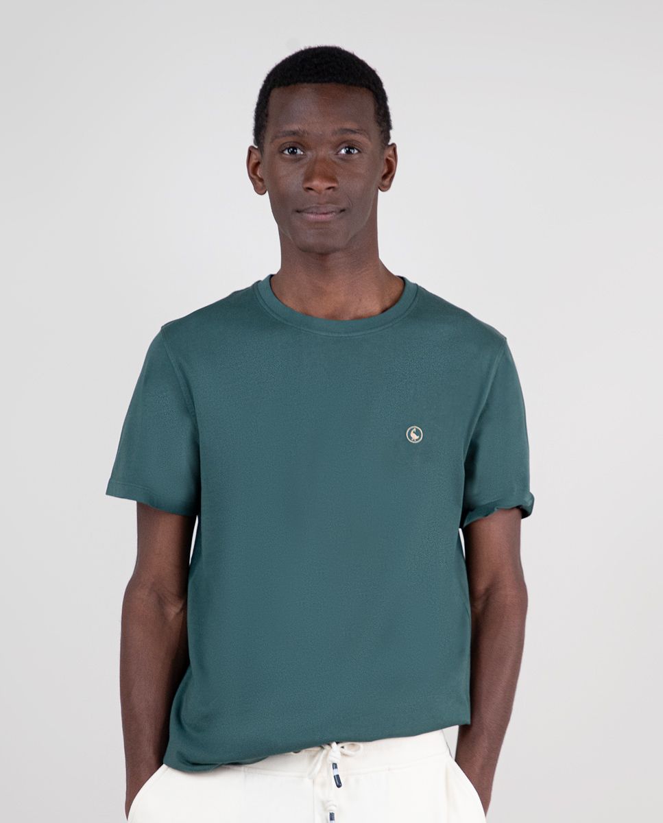 Pine Green Garment Dyed Shirt W Crew Neck