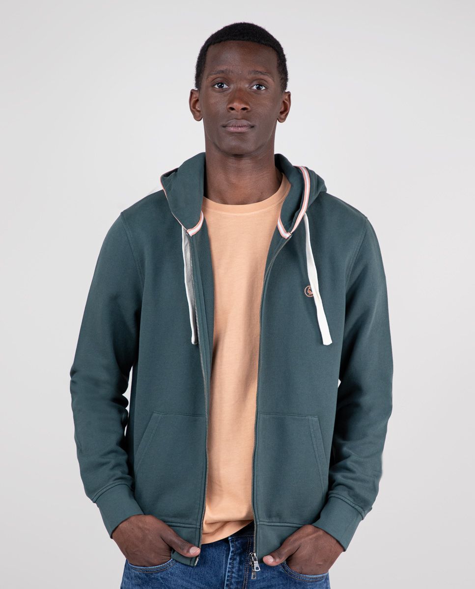 Pine Green Garment Dyed Sweatshirt W Crew Neck