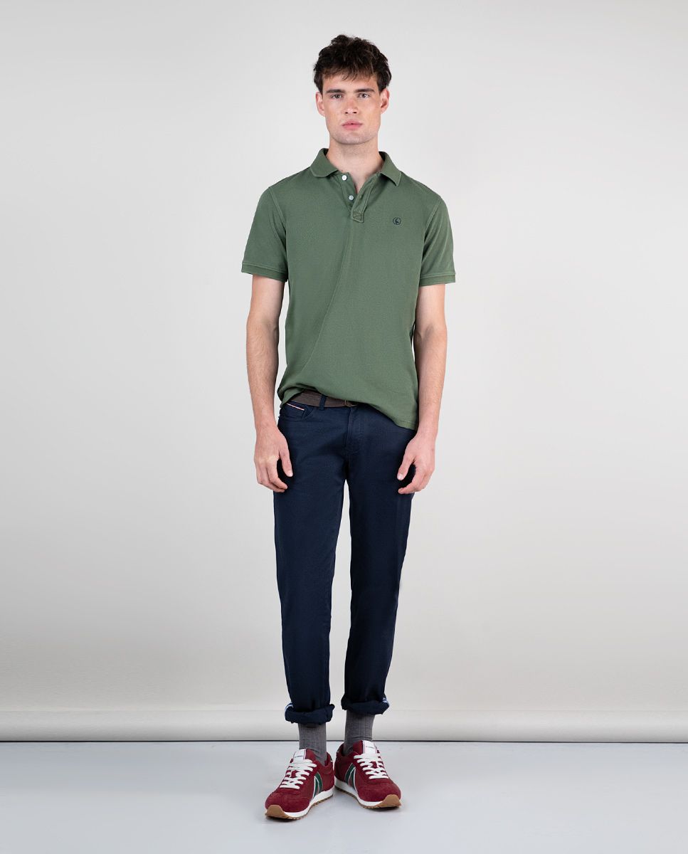 Green Garment Dyed Piqué Interseason Polo