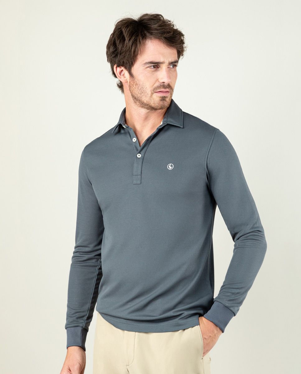 Polo manga larga gris online