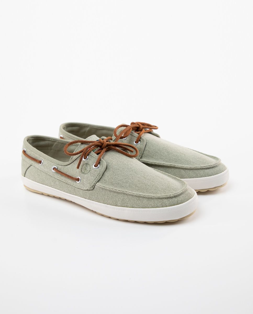 Green Canvas Boat Sneakers