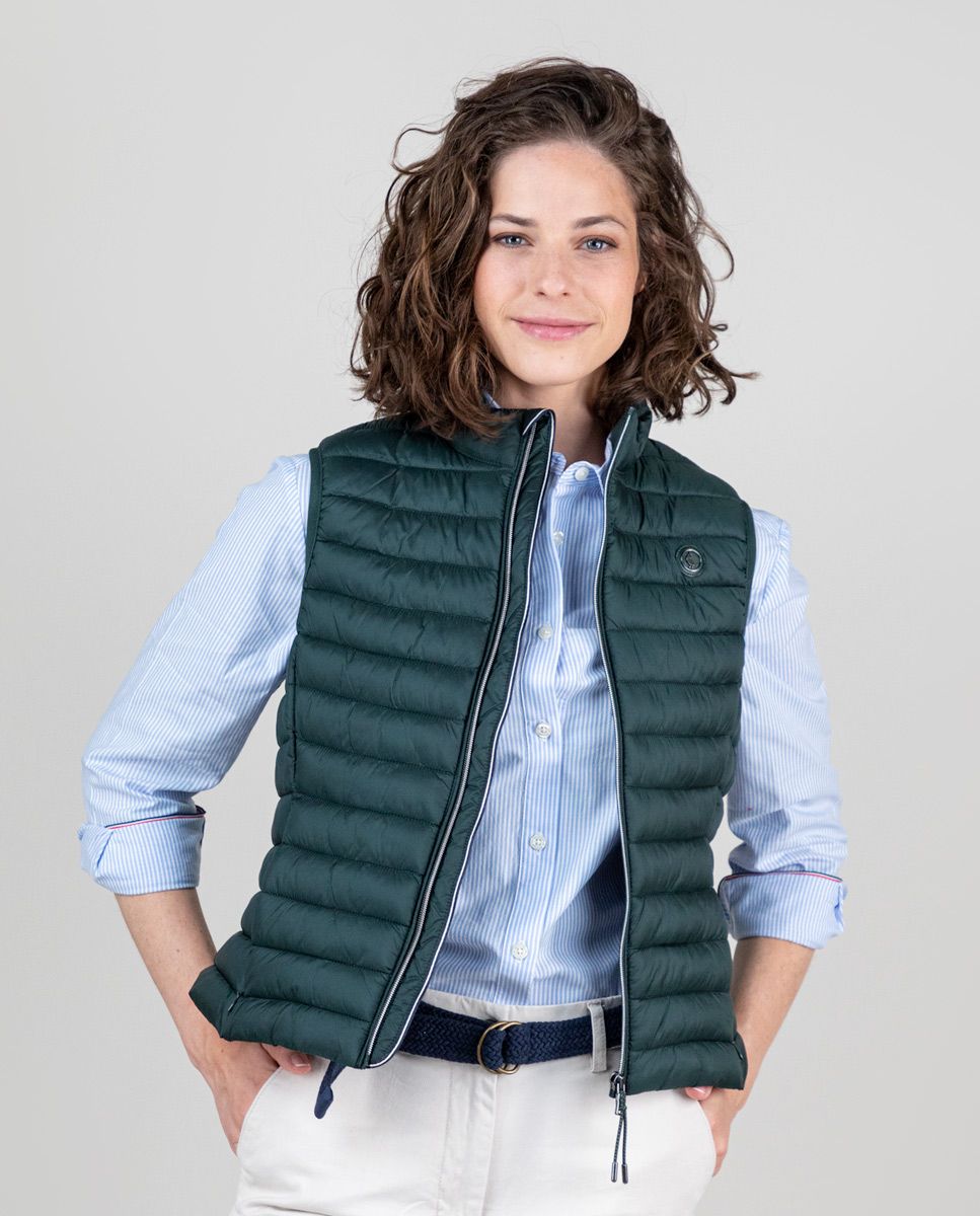 Chaleco acolchado verde mujer discount