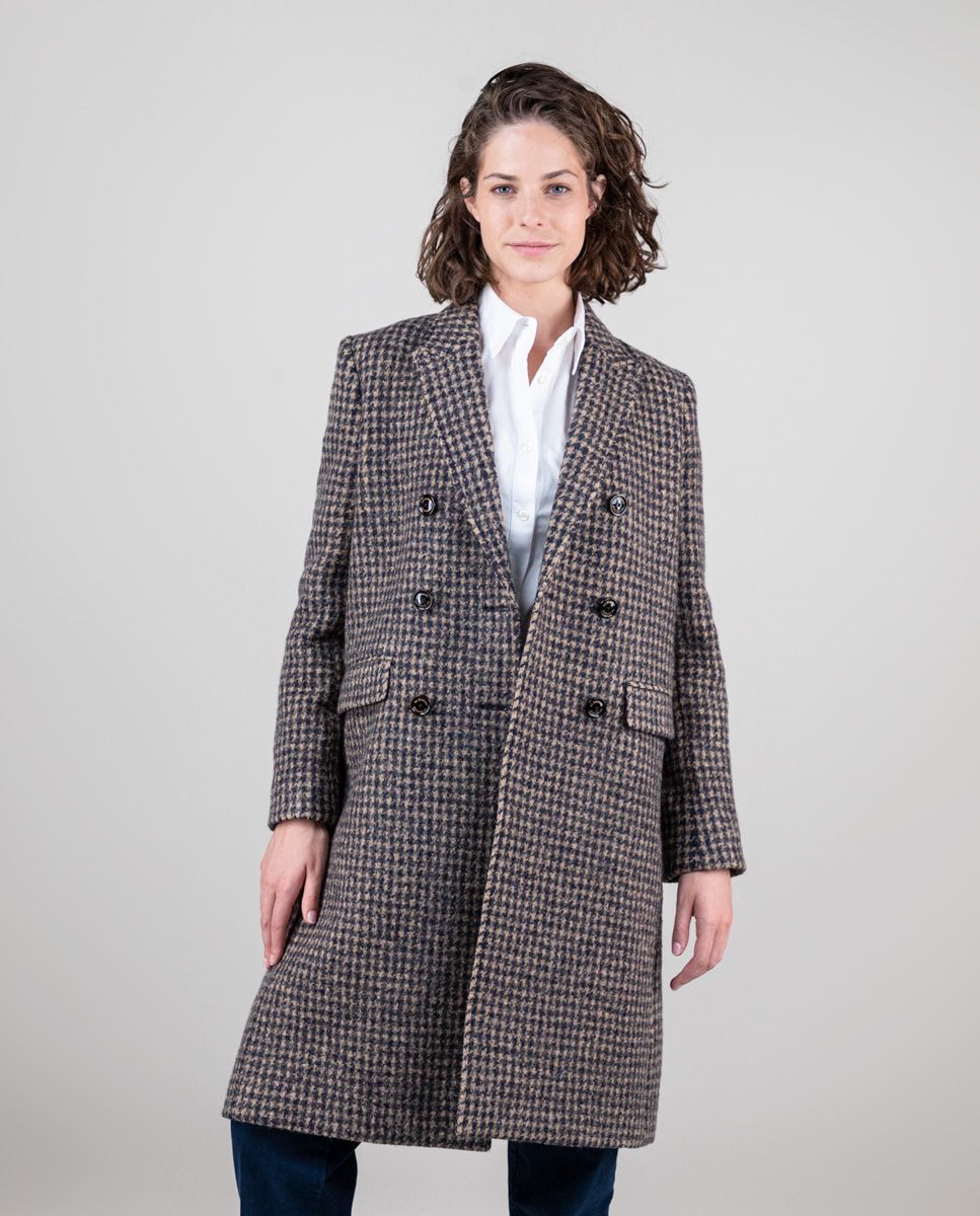 Abrigo El Ganso Chalecos Mujer Abrigo Pata De Gallo Marino Cruzado