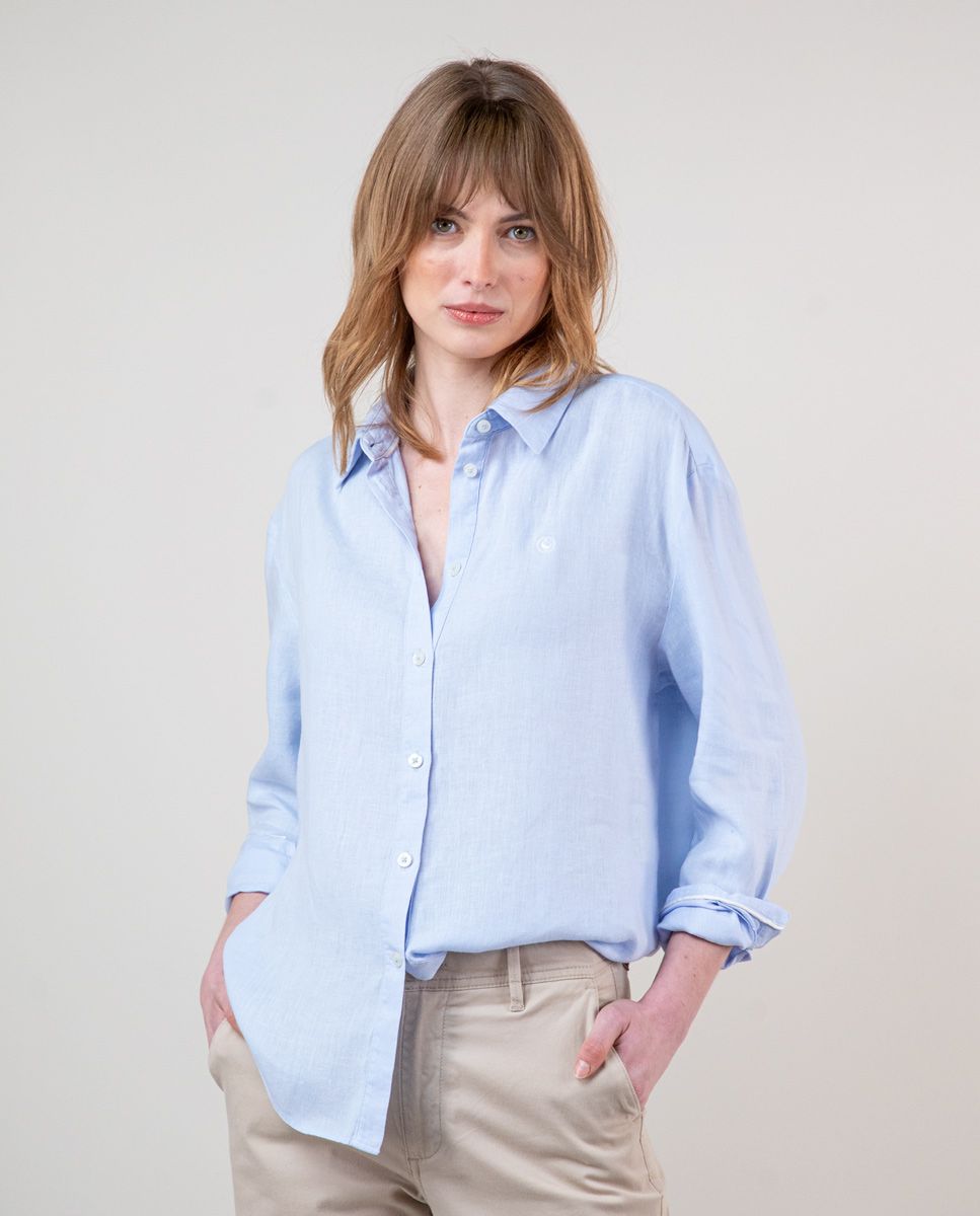 Camisa azul lino new arrivals