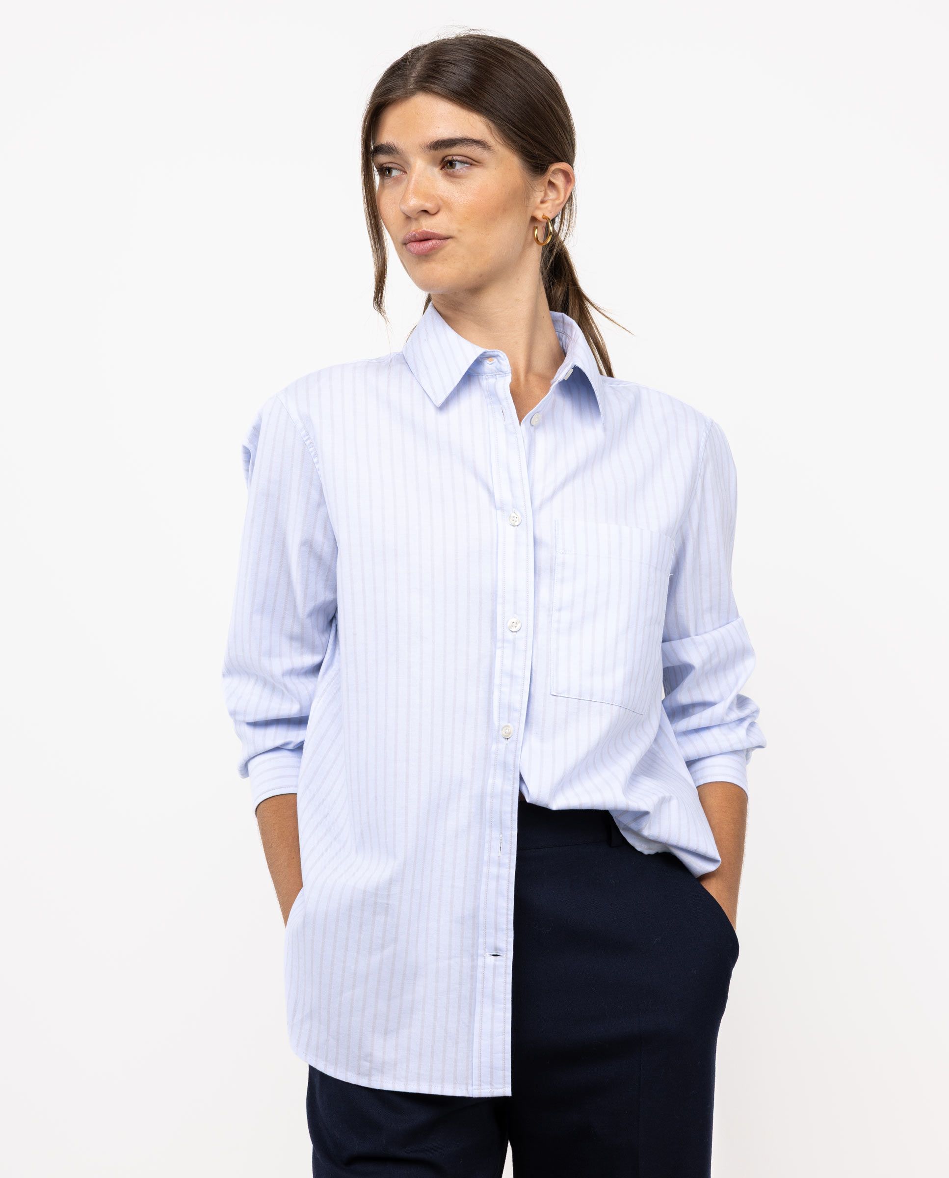 El Ganso® Blue Shirt W Beige Butcher Stripes