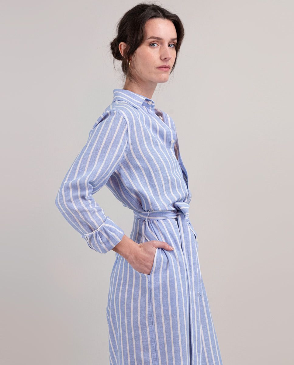 シェリエ sheller fringe stripe shirt dress fringe stripe shirt dress – shéller / シェリエ