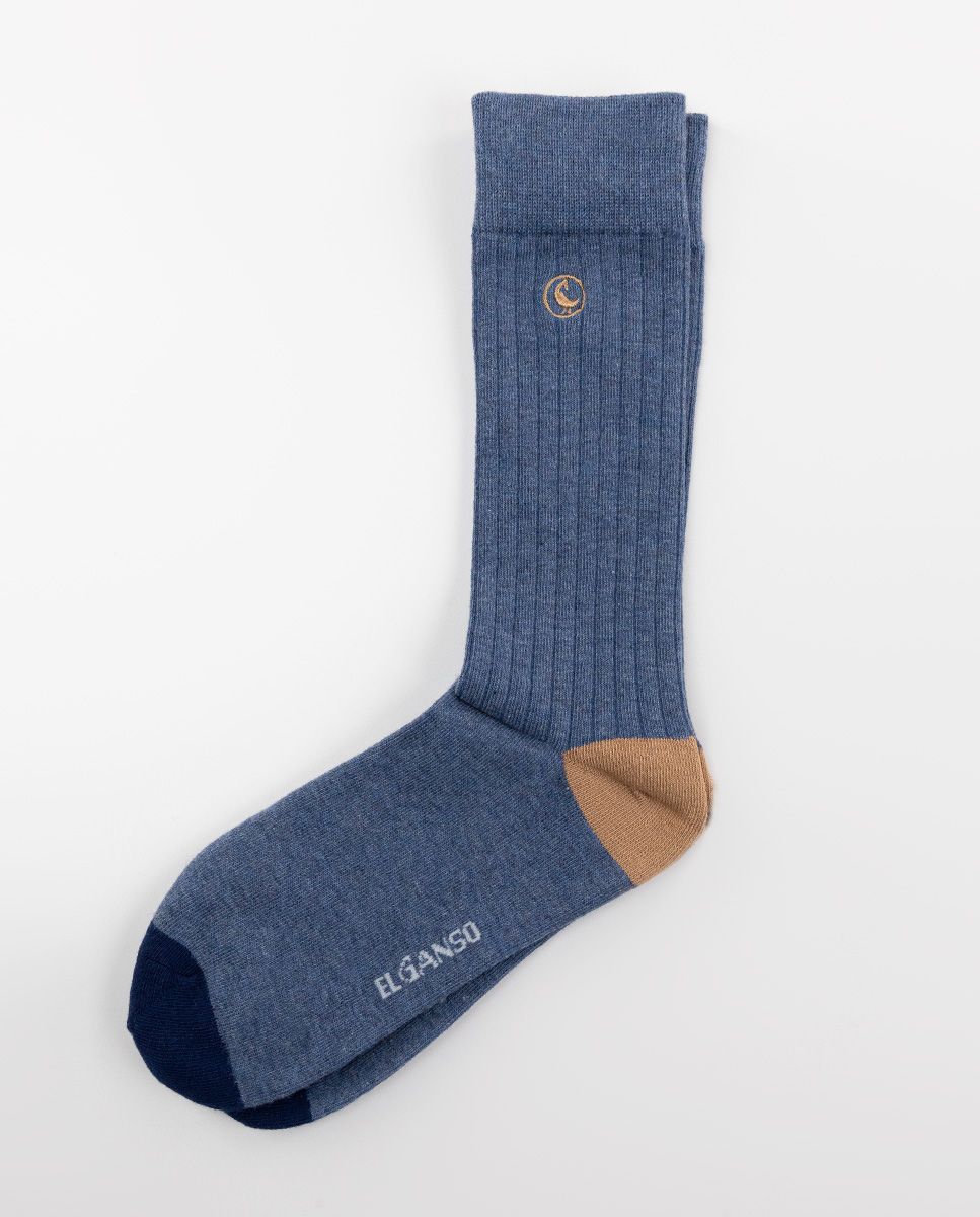 El Ganso Chaussette Coton Cotelee Bleu