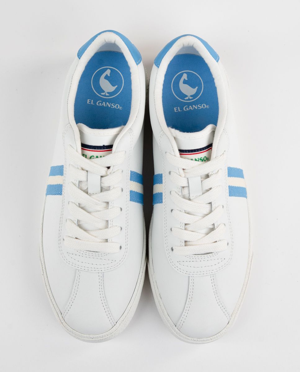 El Ganso® Zapatilla Piel Blanca Cinta Azul