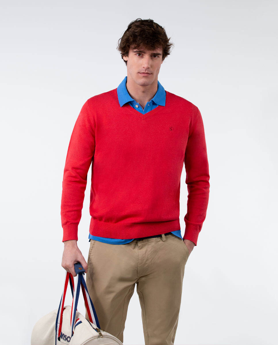 Jersey Cuello Pico Rojo