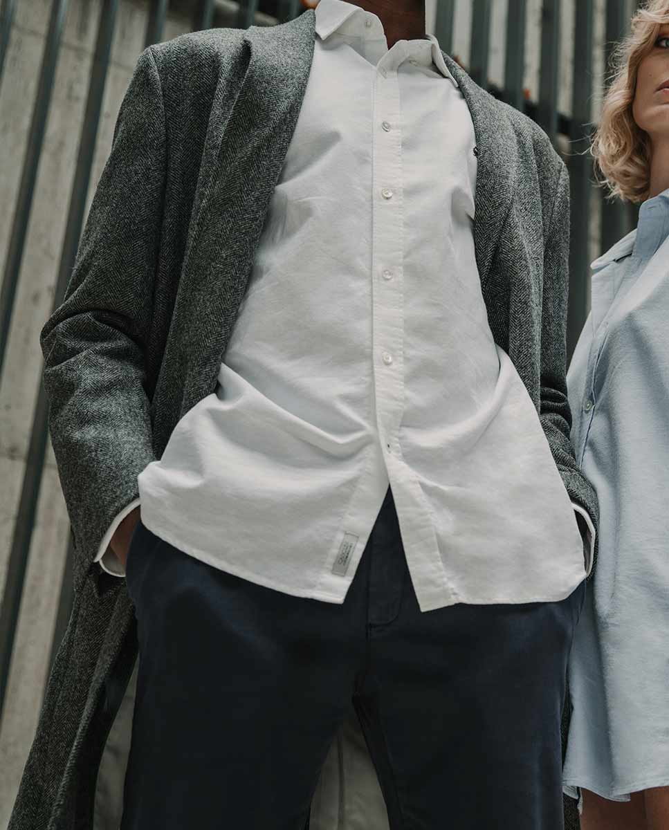 Abrigo Paño Espiga Gris Cuello Smoking